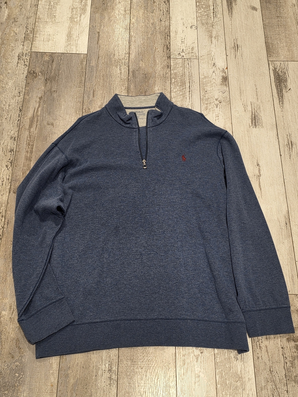 2XL Men's Polo Ralph Lauren Quarter Zip Pullover Blue Soft Cotton Blend XXL